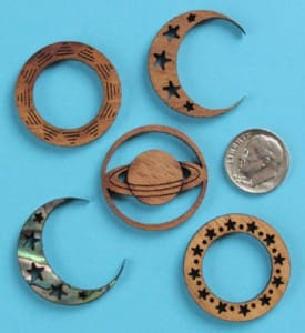 wood and abalone wood rosettes